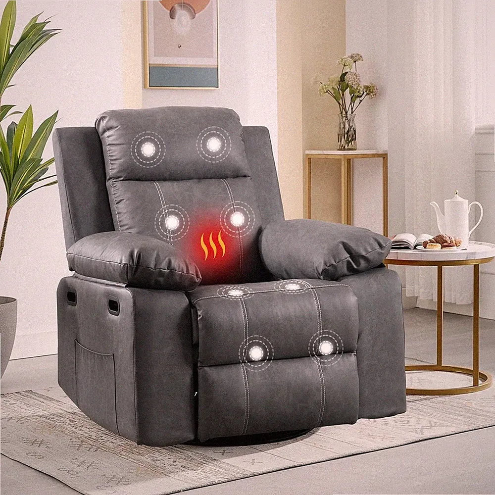 360 Degree Manual Swivel Rocker Recliner with Heat and Vibration Massage