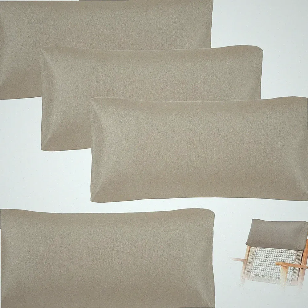 4Pcs Adjustable Outdoor Lounge Chair Pillows with Headrest - Khaki