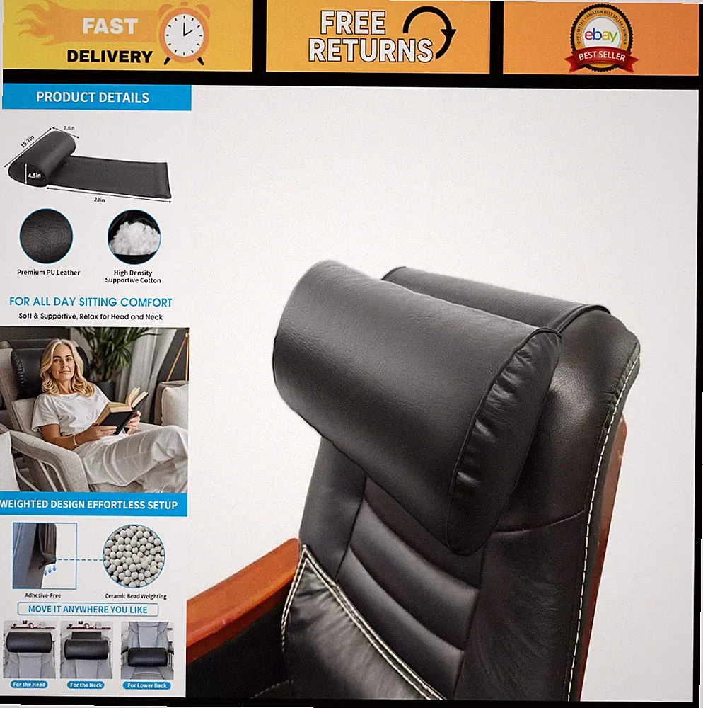 Adjustable Head & Neck Support Pillow for Recliners, Sofas, Chairs - Soft Weight