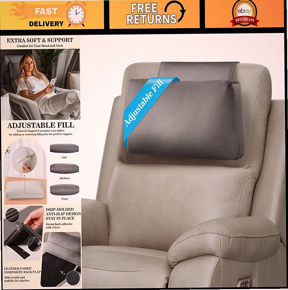 Adjustable Recliner Headrest Pillow - Soft Velvet Neck & Head Support for Couch