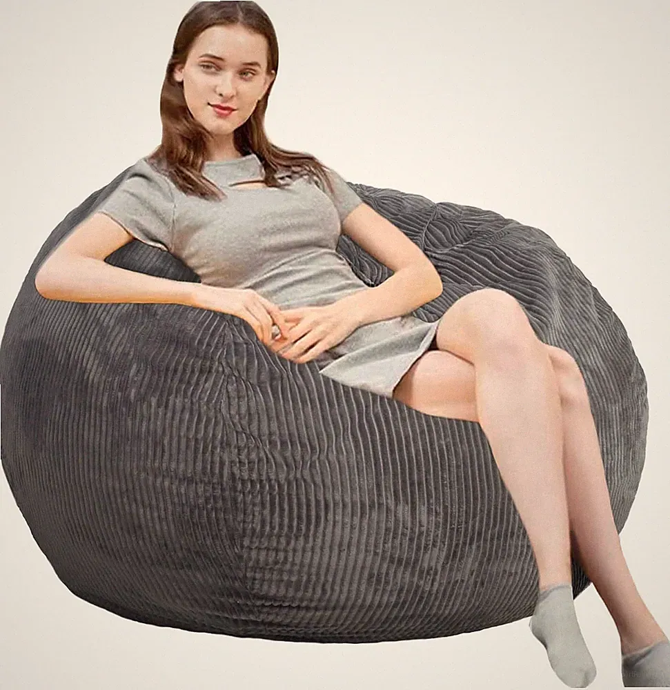 Bean Bag Chair 3Ft Luxurious Faux Rabbit Fur Memory Foam Bean Chairs for Adult