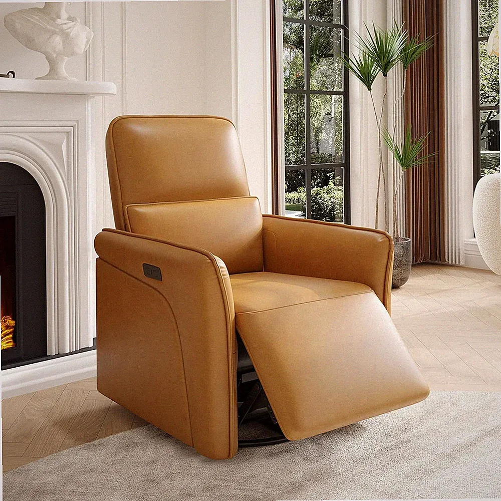 Comfortable 360° Swivel Recliner Chair with USB, Lumbar Support & Footrest - Bro