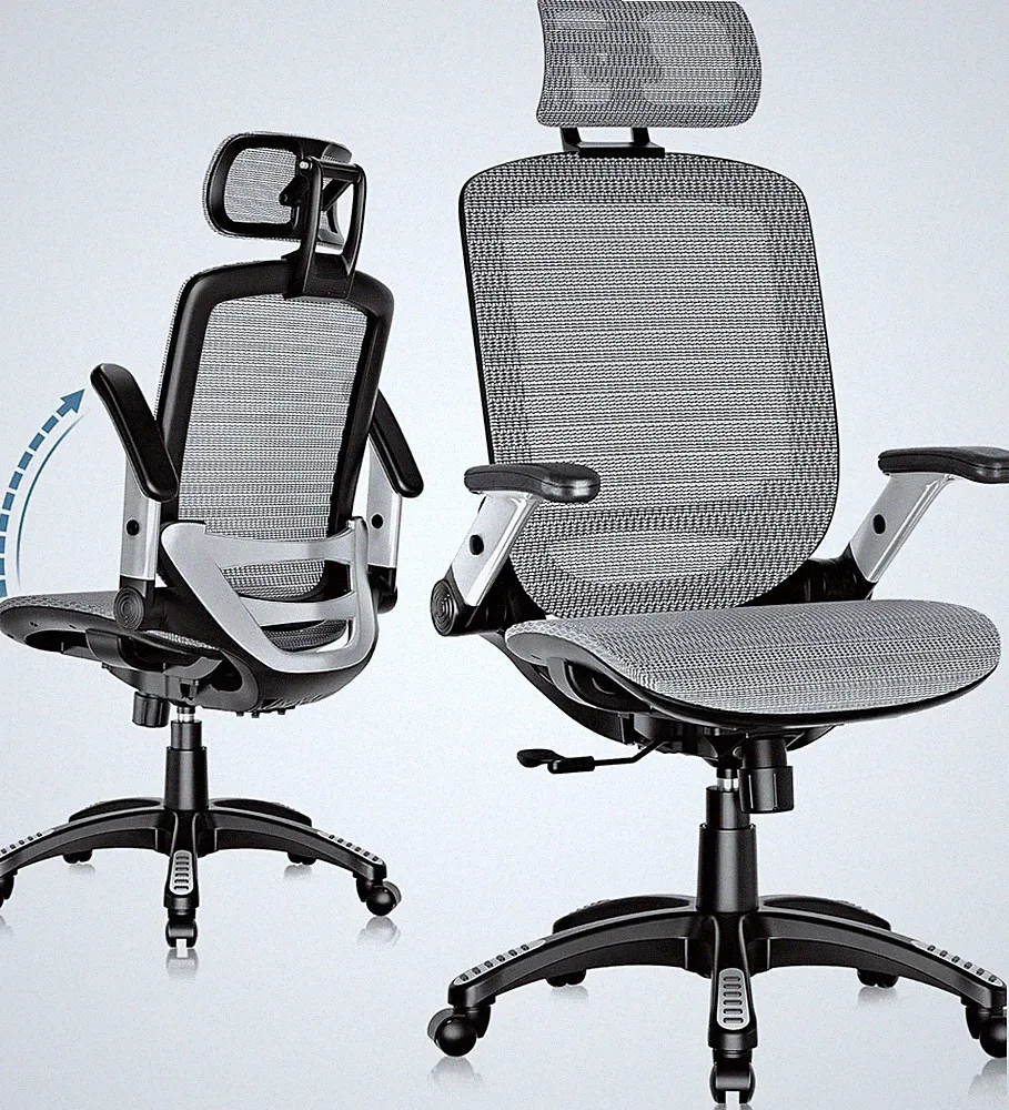 Ergonomic Office Chair, High Back Home Desk Chair with Headrest, Flip-Up Arms, 9
