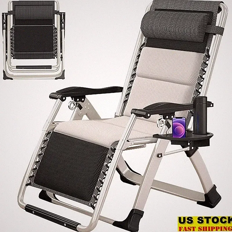 Ergonomic Padded Zero Gravity Chair Outdoor Gym Recliner Folding Lounge Seat New