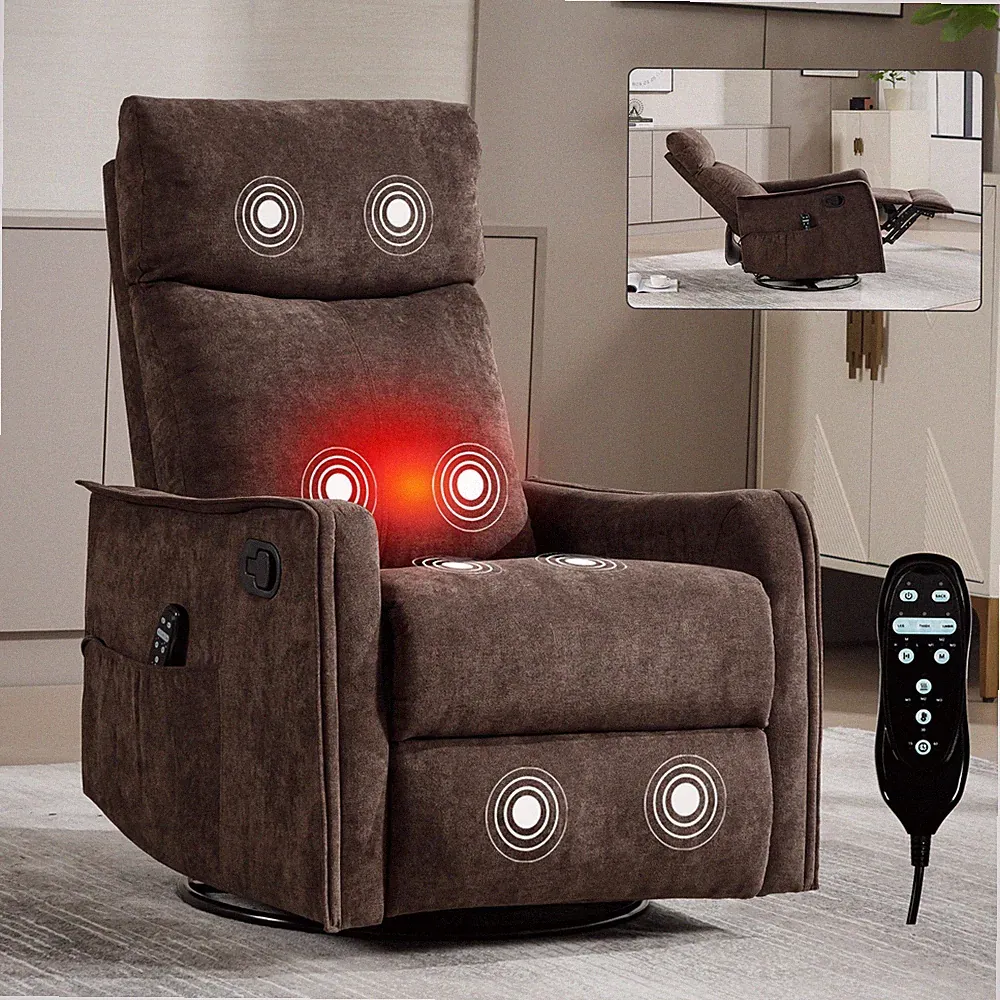 Massage Heat Manual Nursery Glider Swivel Rocker Recliner Chair Rocking Chair