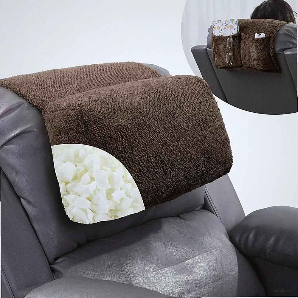 Sherpa Head Recliner Pillow with Pocket,Headrest Neck Cushion for Neck Support a